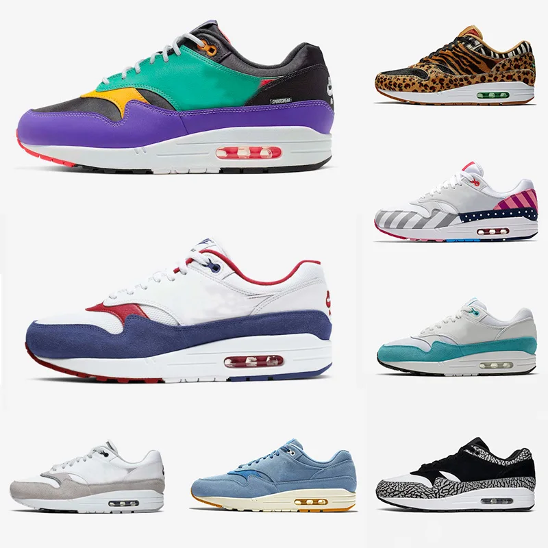 

New Arrival 1 87 DLX Air ATMOS Casual Shoe Animal Pack 1s parra Leopard gra Men Maxes Women Classic Athletic Trainers