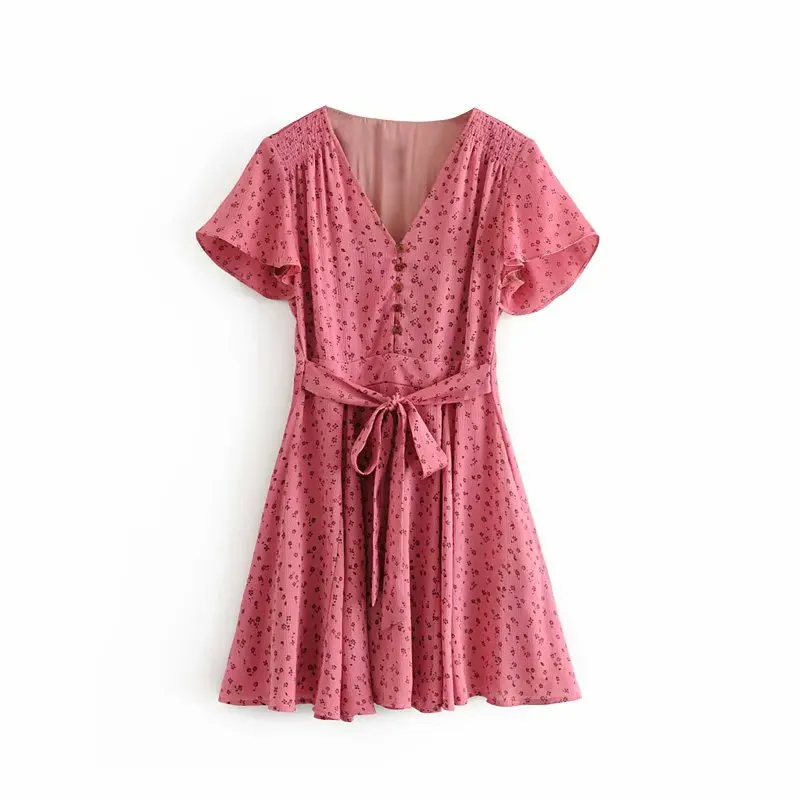 2019 модное винтажное Стильное женское платье с бантом и поясом на пуговицах