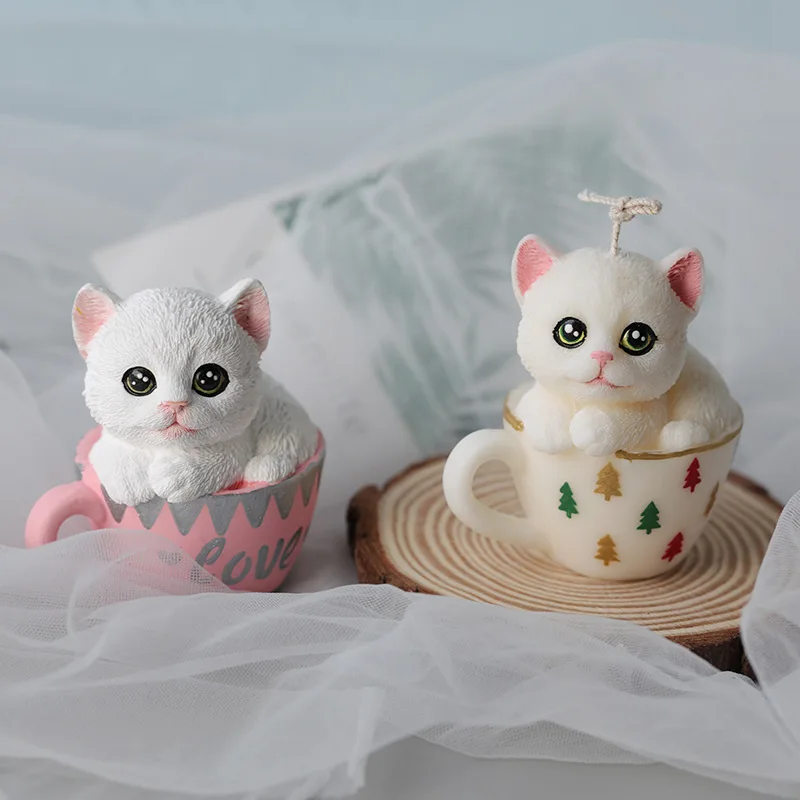Teacup силиконовая форма в виде кота Cute мультфильм свеча-кошка пластырь для