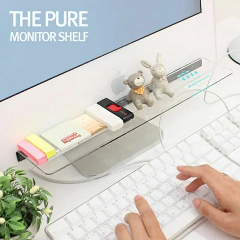 

Sticky Computer Monitor Stand Shelf Desktop Rack Storage Office Sundries Drawer Transparent Simple Storage Shelf Storage Board