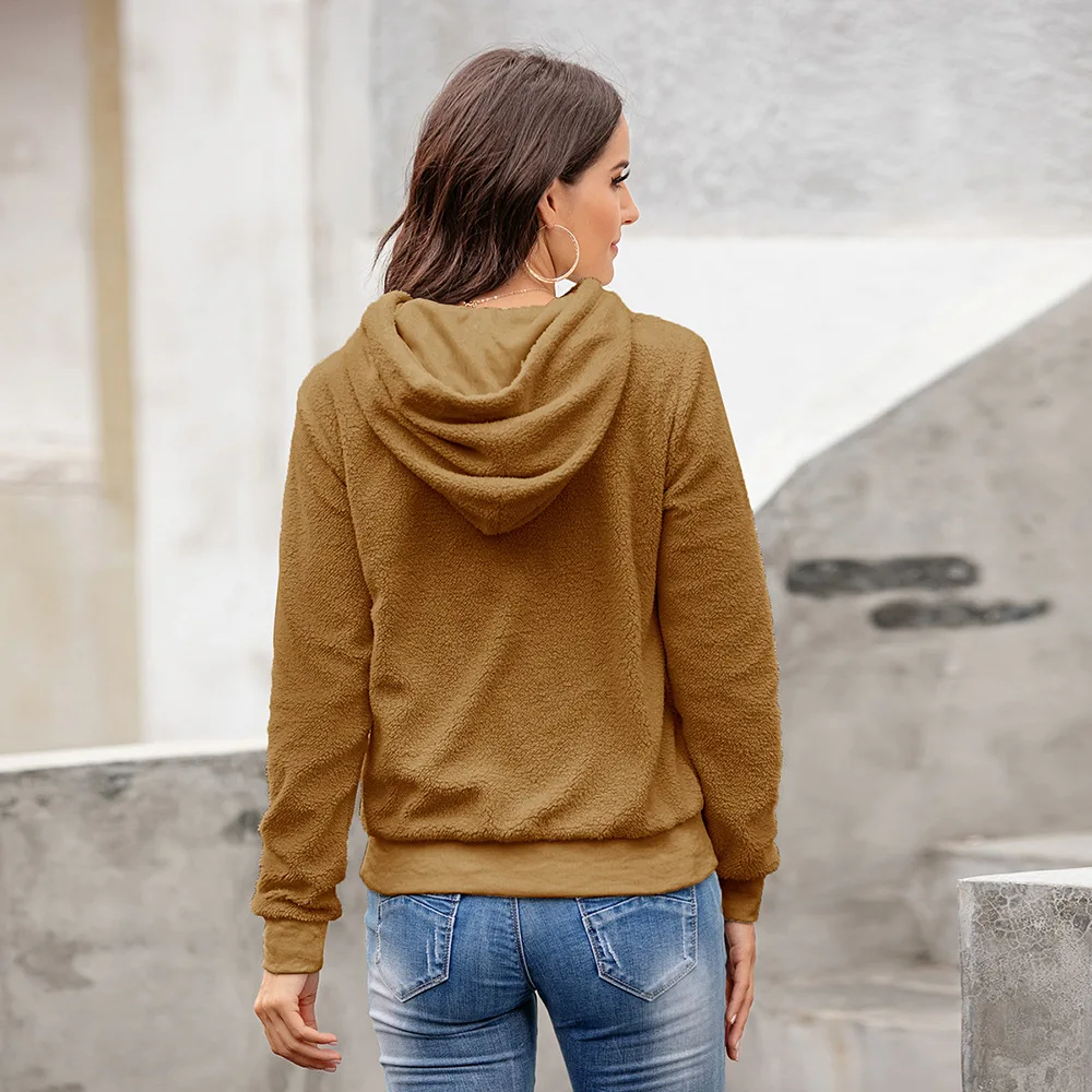 

Casual Fleece Women Hoodies Sweatshirts Autumn Winter Long Sleeve 1987 Girl Pullovers Loose Hooded Female Thick Comfy Coat