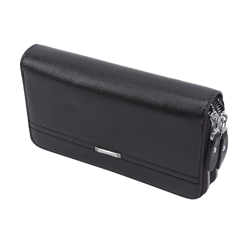 

Brand Men Wallets Double Zipper Leather Wallet Men Coin Purses Business Long Male Clutch Bag With Phone Pocket