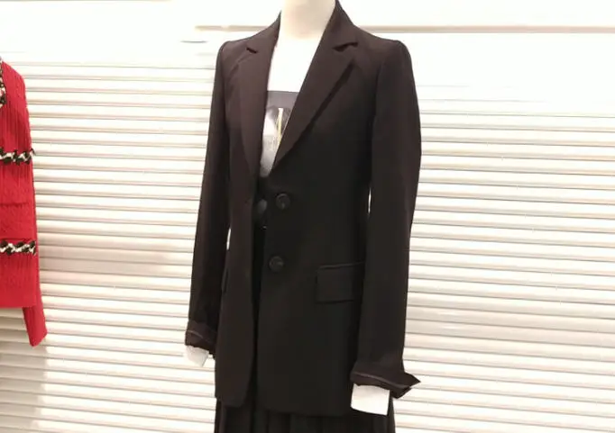 black blazer Весна Осень корейский женский однотонный Повседневный блейзер с поясом женский Блейзер Пальто офисный женский однобортный Блейзер Jc2845 - Цвет: black blazer