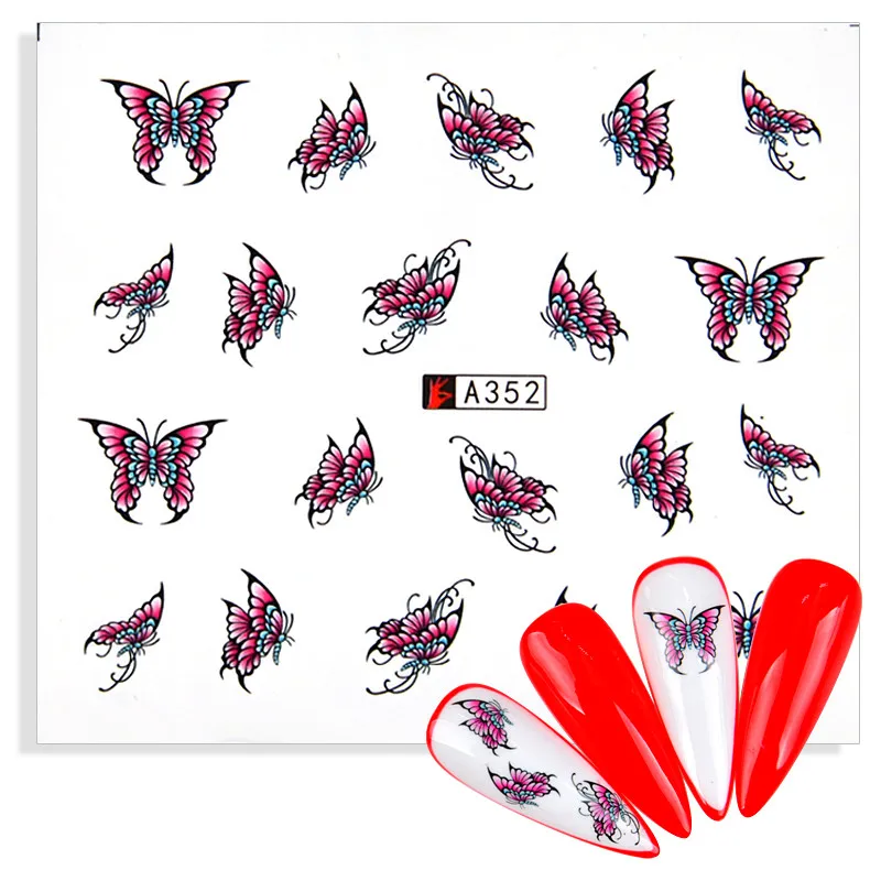 

2022 New Arrival Water Transfer Nail Stickers insect Butterfly Decal Wraps Watermark Slider For Nail Decor Manicure Colorful Tip