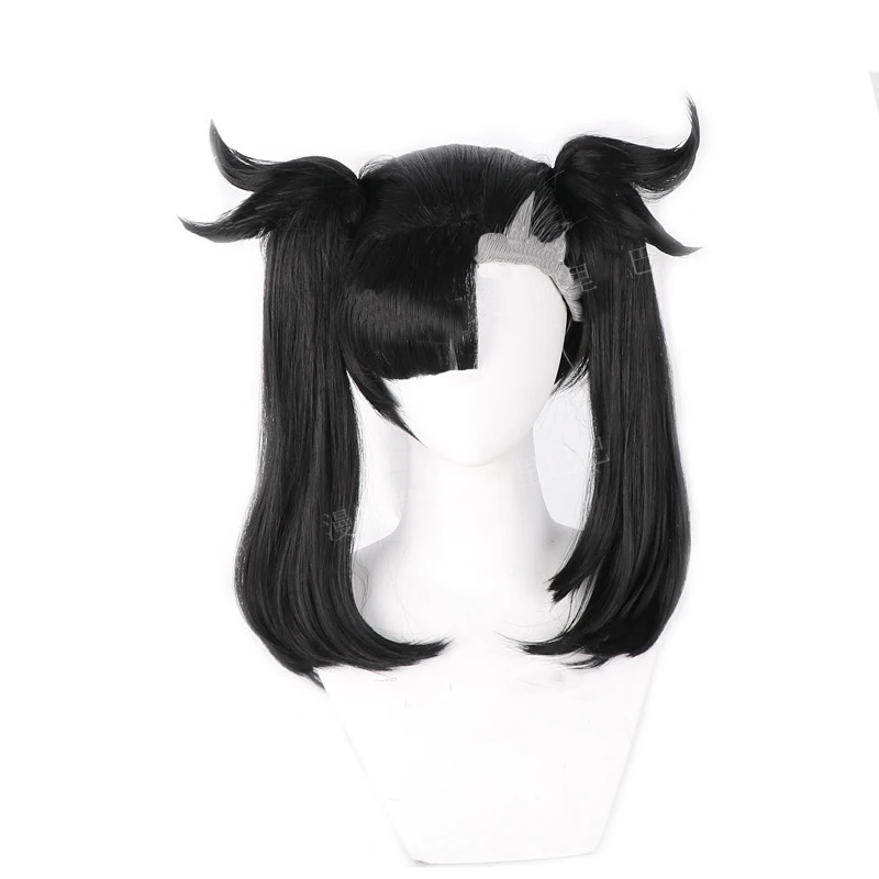 

Anime Pokemon Sword Shield Marnie Cosplay Wigs Black Double Ponytail Heat-resistant Synthetic Hair Wig