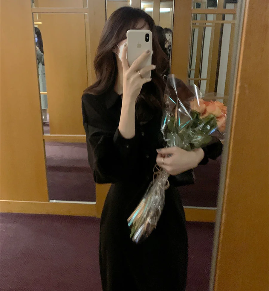 

New Spring Dress Girls Boho Solid Female Vintage Dress Party Oversize Long Sleeve Women Dresses Robe Vestido