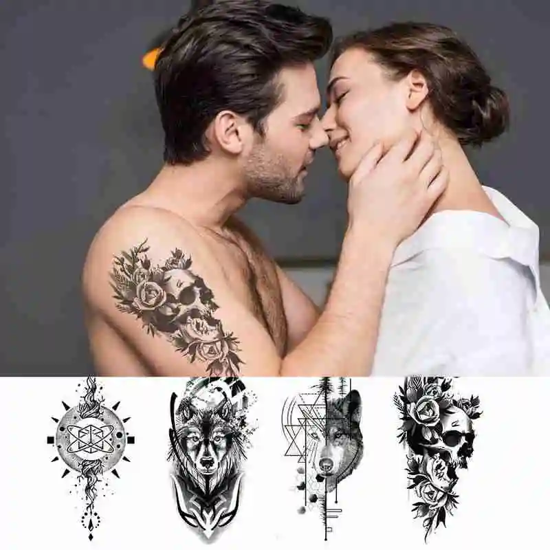 Временная водостойкая татуировка наклейки небольшой полные руки текст животных