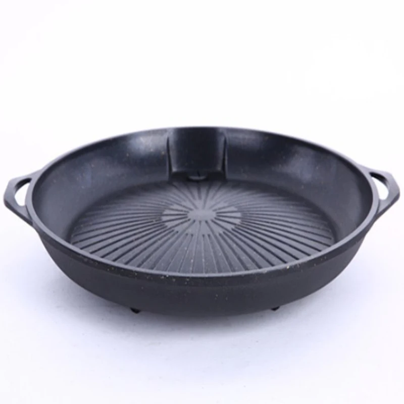 Круглая сковорода с каменным покрытием для барбекю гриль тарелка бездымного