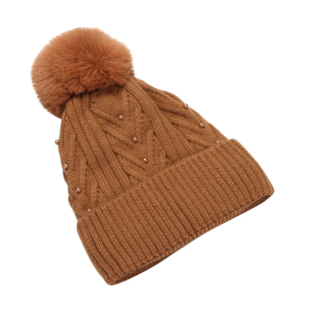 Модные осенние женские шапки зимние вязаные однотонная Теплая Шапка-бини с