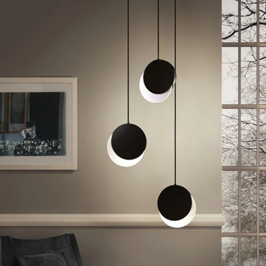 

Nordic Loft LED Pendant Light Modern Round Eclipse Pendant Lamp Cafe Bar Hanging Lamp Living Room Bedroom Decor Light Fixtures