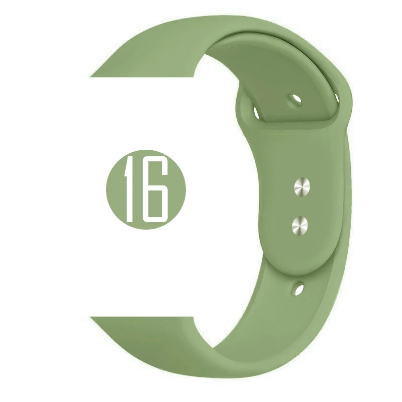 16 Mint Цветной мягкий силиконовый спортивный ремешок для Apple Watch Series 5 4 3 2 1 38 мм 42 мм резиновый ремешок для часов iWatch 5 4 40 мм 44 мм - Цвет ремешка: 16 Mint
