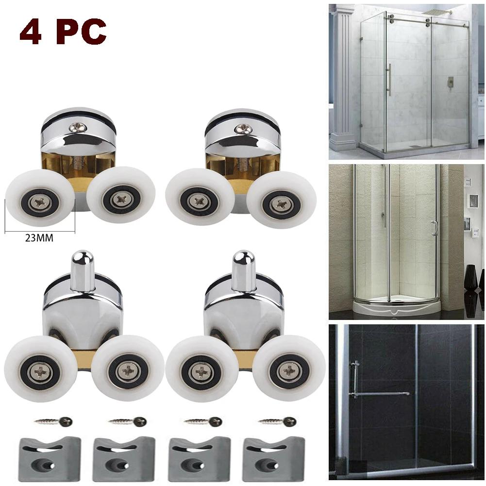 

4 pieces Diameter 23mm Sliding Shower Roller Wheel Plastic Door Replacement Roller Wheel Runner Universal Accessori parts
