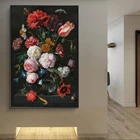 Классические цветы в Стекло ваза холст настенные картины Плакаты и принты классические цветы фотографии украшения стены