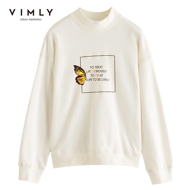 Женская толстовка Vimly модная свободная с буквенным принтом и круглым вырезом