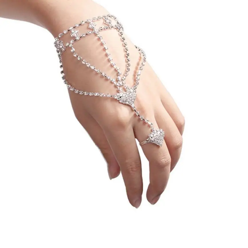 Стразы браслет звено цепи плетеные кольца на палец жгуты для рук браслеты