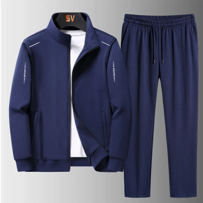 

2021 Mens Set Spring Autumn Man Sportswear 2 Piece Sets Sports Suit Jacket+Pant Sweatsuit Male Tracksuit Streetwear Oversize 8XL