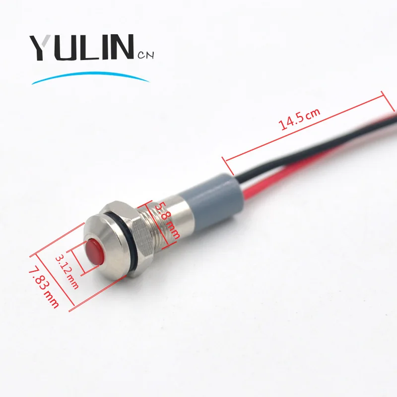 Светодиодный металлический индикатор светильник 6 мм Водонепроницаемая