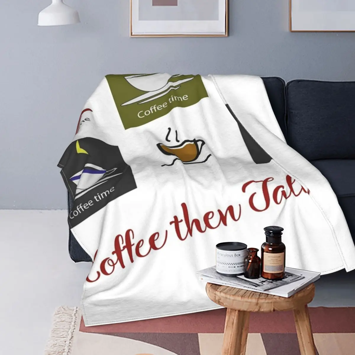 

Coffee Then Talkee-Manta minimalista para cama, colcha a quadros, manta Kawaii, colcha para cama