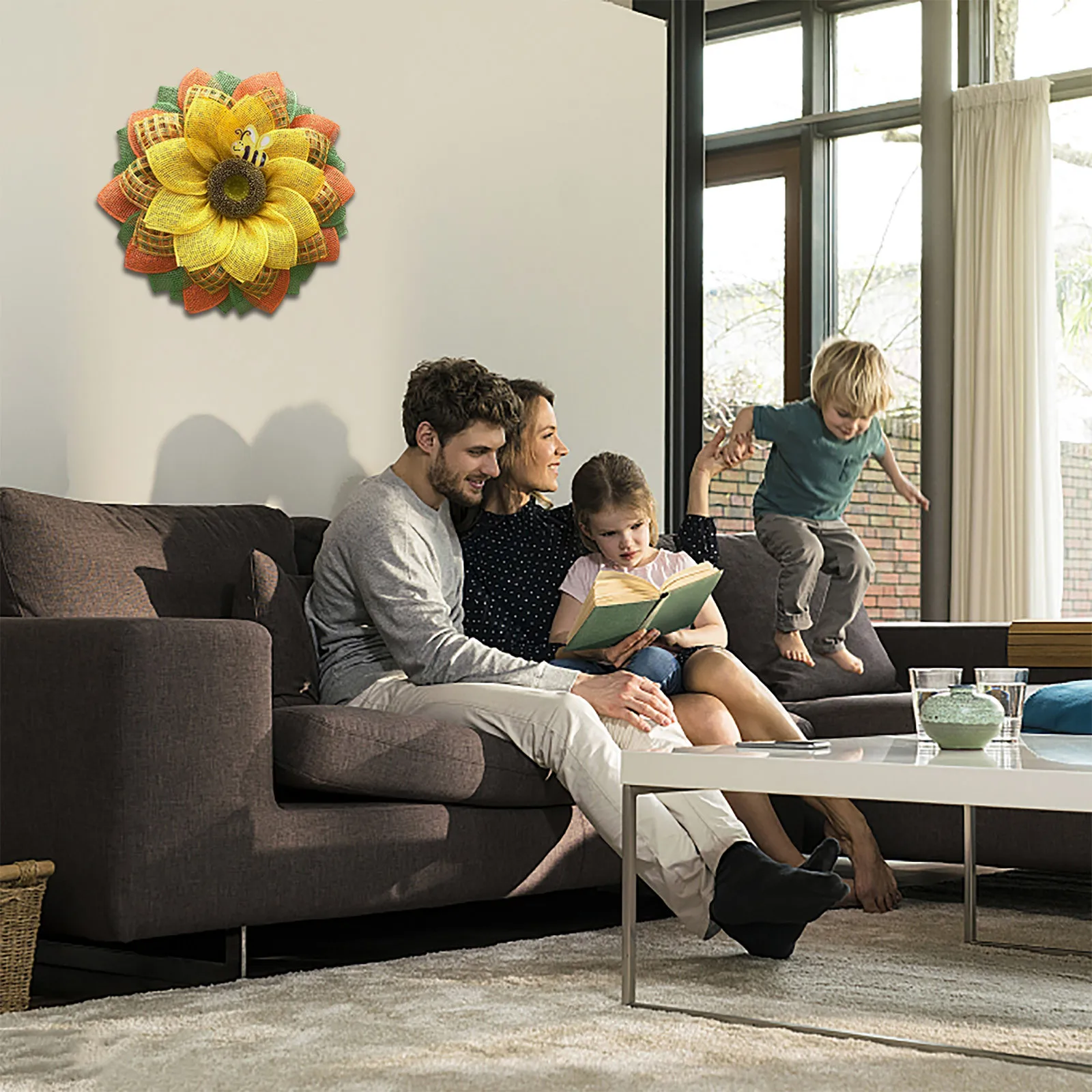 

Simulation Leaf Bee Sunflowerwreath Artificial Garland Hanging Pendants Wedding Festive Wreath Decoration Decorations