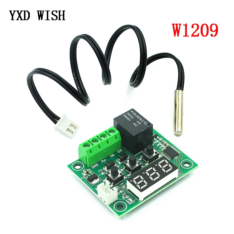 Цифровой светодиодный термостат W1209 регулятор температуры 12 В постоянного тока