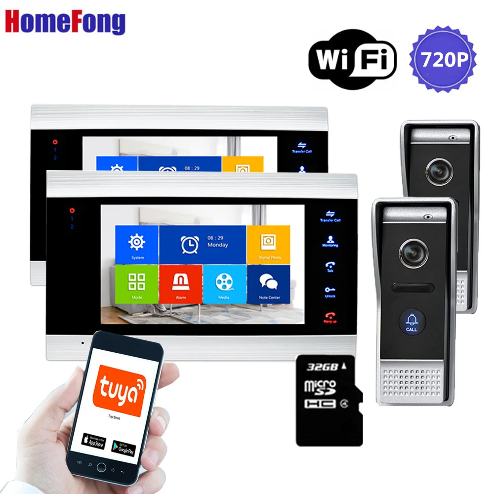 【Wide угол 720P 】Homefong 7 дюймов Беспроводной Wi Fi видеокамера с вызывное устройство