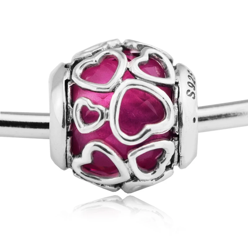 2017 подарок на день Святого Валентина Cerise Encased in Lovewith Crystal бусины из 100%