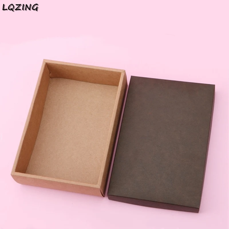 20pcs Customer Packing Box Kraft Folding Gift Packaging With Coffee Lid Brown Boxes Cardboard Paper Carton | Дом и сад