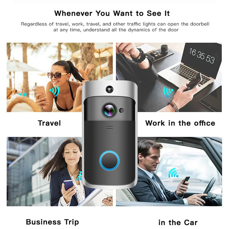 Умный IP видеодомофон дверной звонок wifi видео телефон Wi-Fi ИК сигнализация