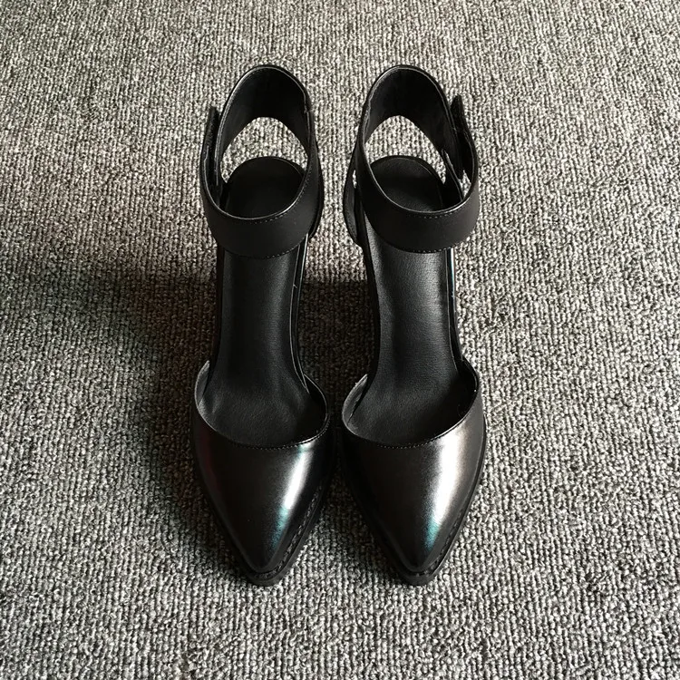 Босоножки на танкетке женская обувь из натуральной кожи босоножки с острым