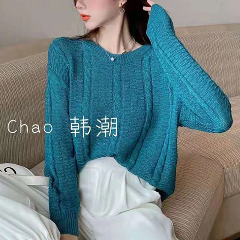 

Long sleeved knitwear women's autumn and winter chic top 2021 new Pullover Sweater lazy senior feeling loose