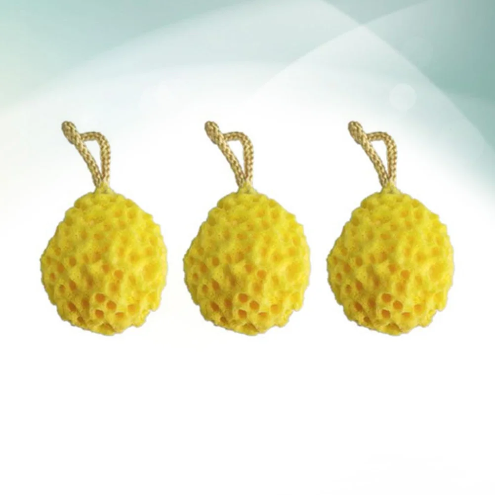 

3Pcs Bath Sponge Creative Honeycomb Shaped Sponge Bath Brush Natural Hydrophilic Shower Brush (Yellow)