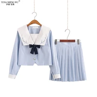 japanese school jk uniform long short sleeve shirt pleated skirt suits teenage girls cheerleading chorus party sailor uniforms