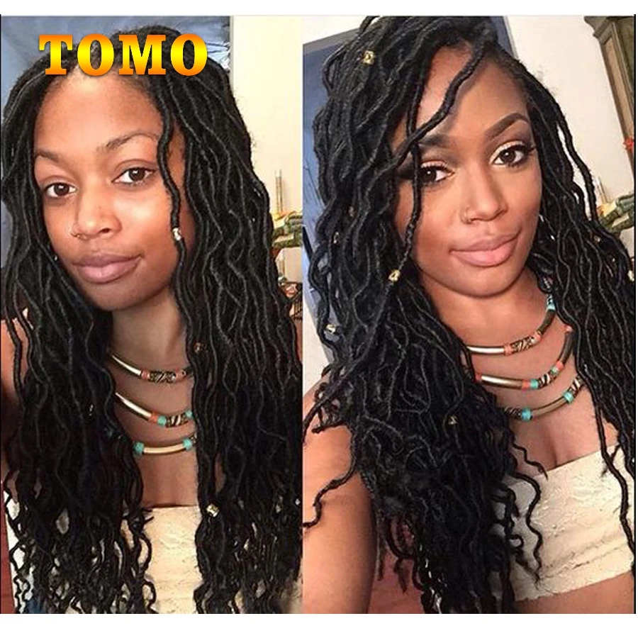 

TOMO Bohemian Goddess Faux Locs Crochet Braiding Synthetic Curly Ends Ombre Crochet Braiding Hair Extensions For Black Woman