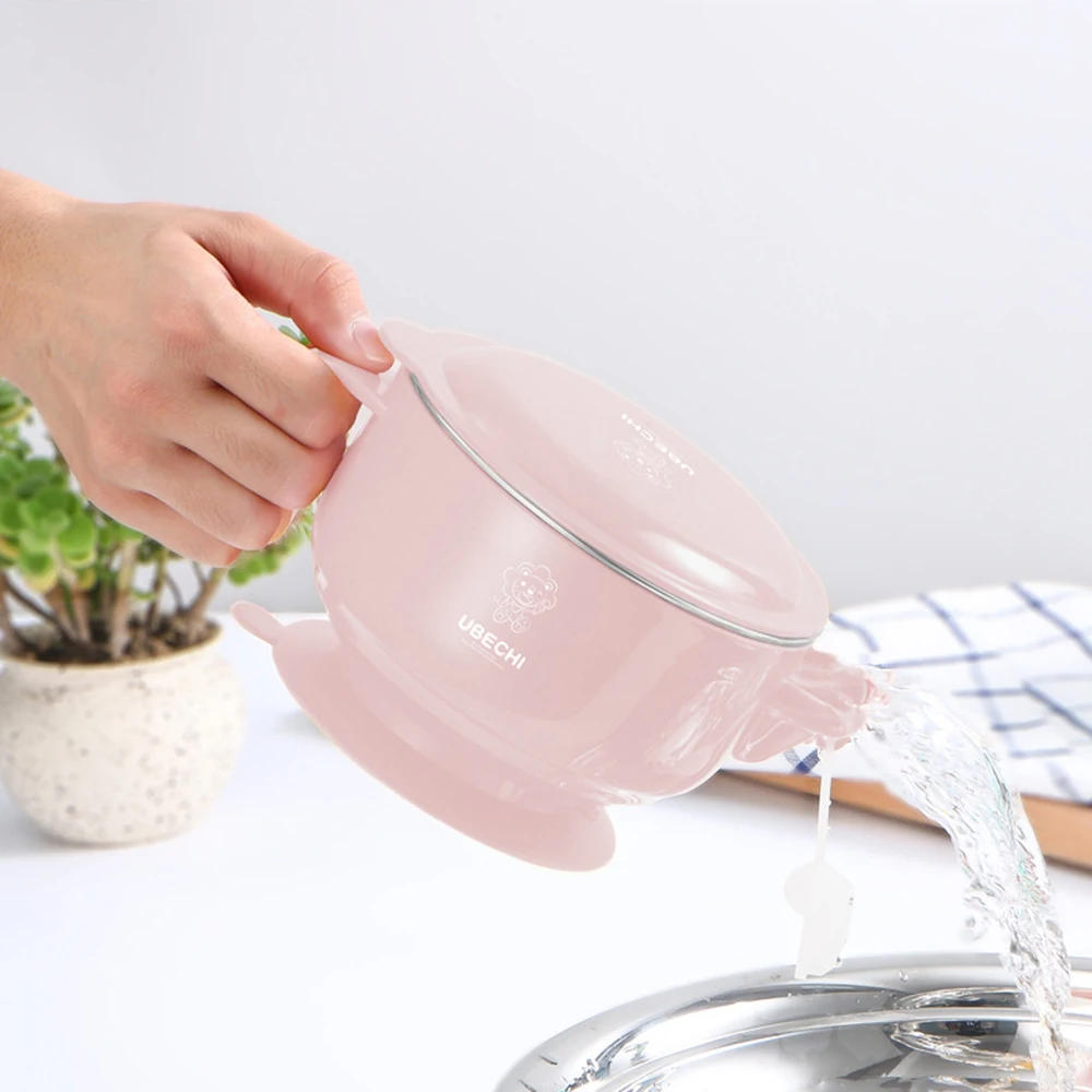 500ML Stainless Steel Children Bowl Non Slip Kitchen Insulation Water Injection Tableware Baby Sucker | Дом и сад