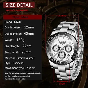 LIGE 2022 New Mens Watches Quartz Business Waterproof Watch Man Watches Top Brand Luxury WristWatch Men Chronograph Reloj Hombre Other Image