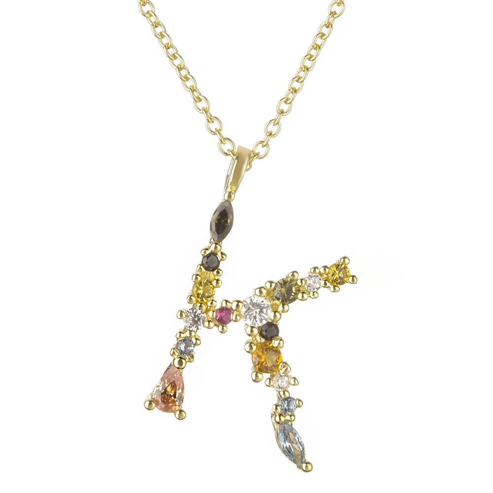 Gold K Altruist 925 пробы серебро I Am Initial C P кулон Nekclace Красочный Кристалл Мини-проба Длинная цепочка регулируемое ожерелье ювелирные изделия - Окраска металла: Gold K