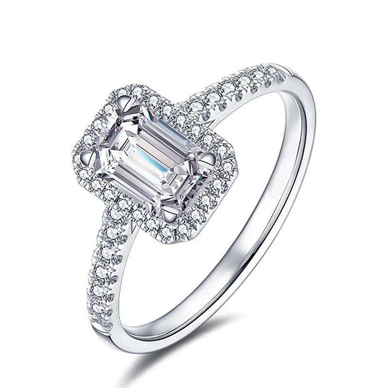 

Классический 100% 925 кольцо из стерлингового серебра бледно-изумрудная огранка создан Муассанит обручальные кольца с драгоценными камнями д...
