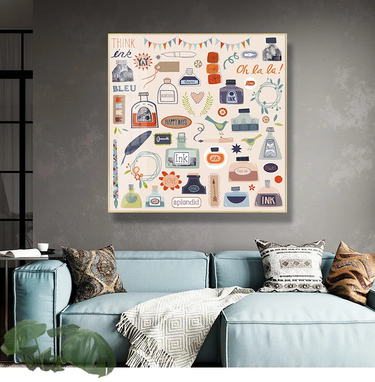 Авторские креативные чернила в скандинавском стиле настенная Картина на холсте