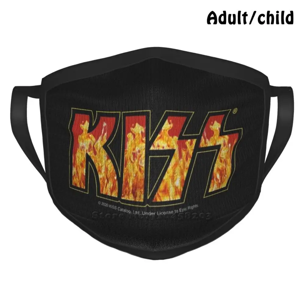 

Kiss ( Flames Logo ) Pm2.5 Anti Dust Diy Reusable Face Mask Kiss Kiss Fan Art Kiss Band Kiss Music And Roll All Nite Creatures