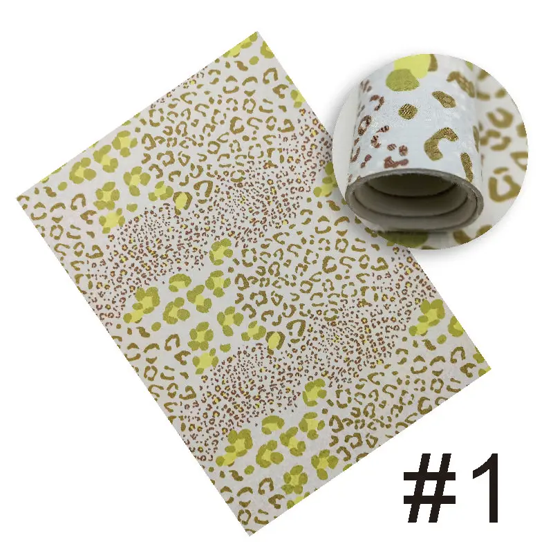 

8.2"*11.8" Leopard Printed Faux Leather Sheet For Bows A4 Size Fingerprint Glitter Synthetic Leather Fabric DIY Bags Shoes