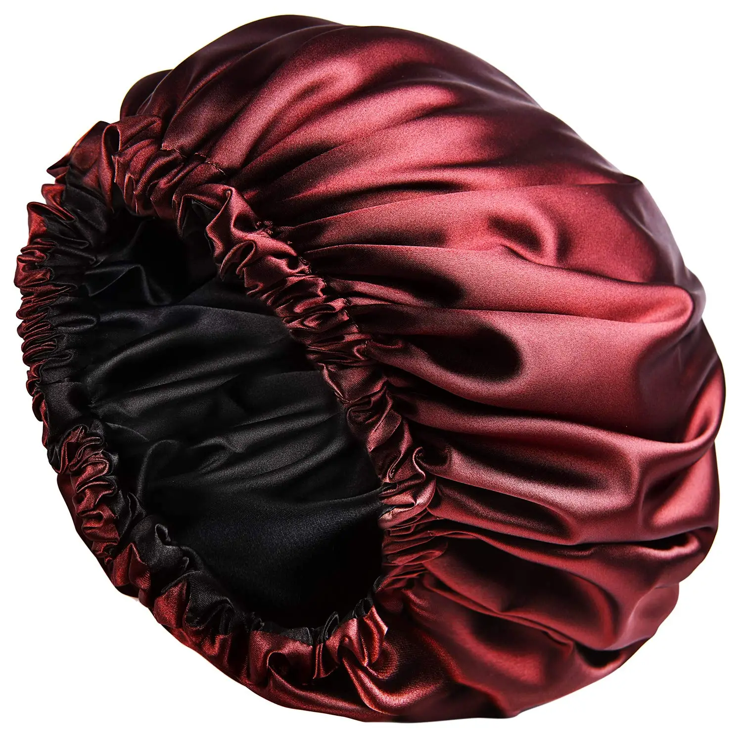 

Hot Sell Women Satin Silk Bonnet Beauty Cap Double Layer Lined Elastic Band Head Wrap Fancy Edge Bonnet Wholesale