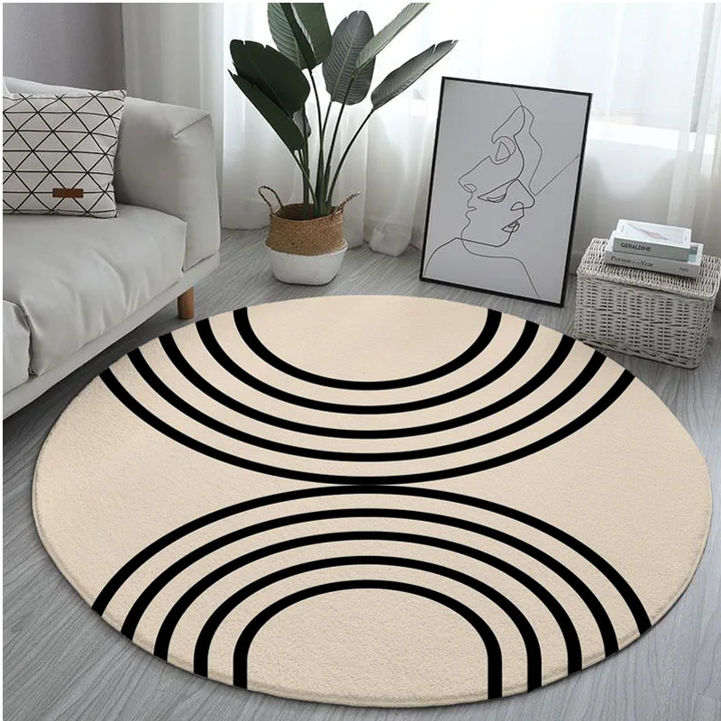Круглый ковер с геометрическим рисунком нескользящий линия ромба компьютерное
