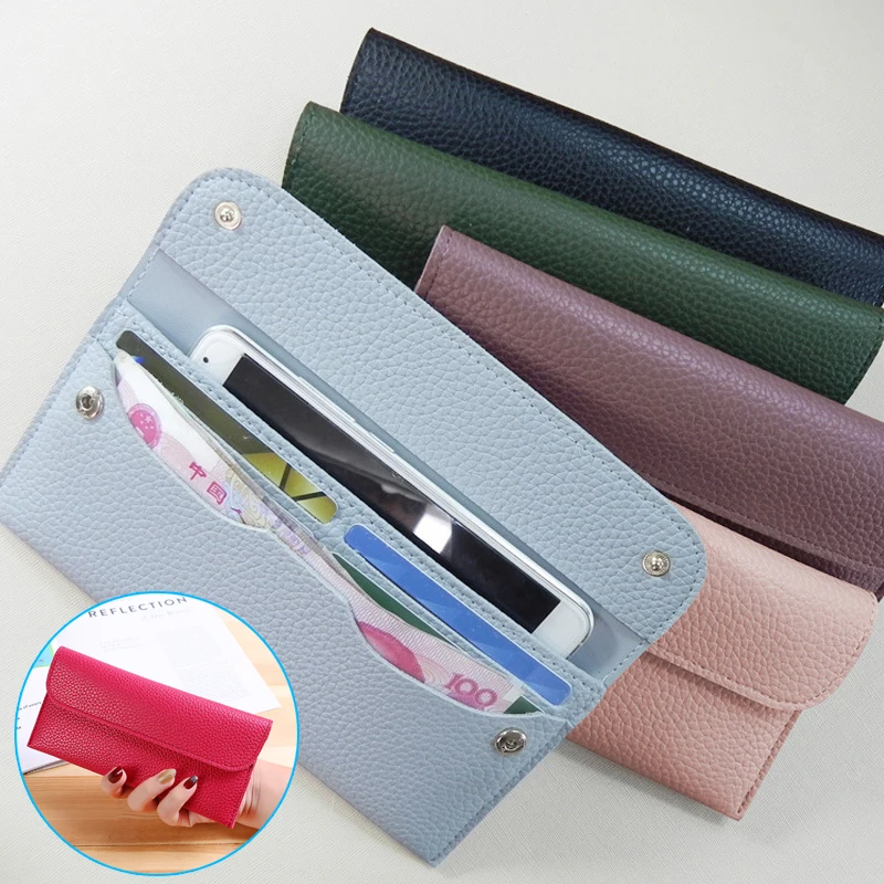 

New Women's Wallet Long Purse With Metal Buckle Fashion Thin Leather Purse Wallets For Money Card Holder Porte Monnaie Femme