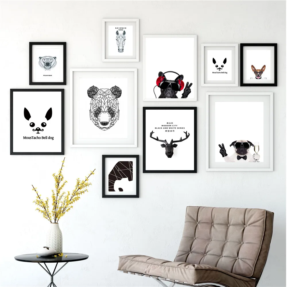 Тканевый постер на заказ с животными кошкой и собакой наушники шелковая ткань