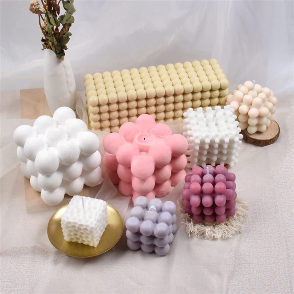 Molde de vela de burbujas 3D, bola redonda de Rubik, rectangular, supergrande, de silicona, pir&aacute;mide de hormig&oacute;n, para hornear, de resina, makin, nuevo-1