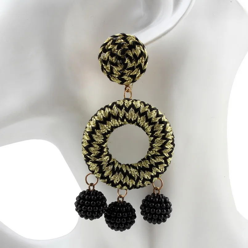 Florosy красочная веревка шелковая нить круглая подвеска висячие серьги для женщин