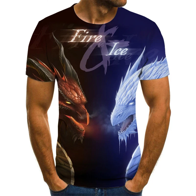 

2020 New summer 3D animation printed T-shirt 3D Dragon element style T-shirt men casual harajuku brand short-sleeved shirt