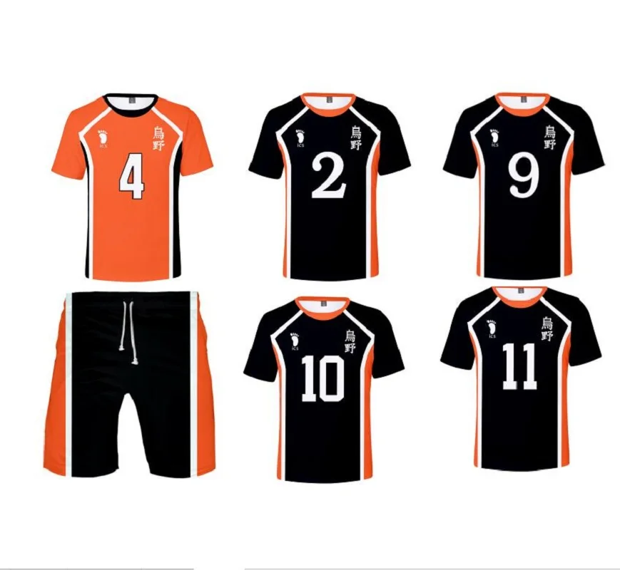 Футболка Haikyuu с 3D принтом для взрослых спортивная одежда школьников и волейбола