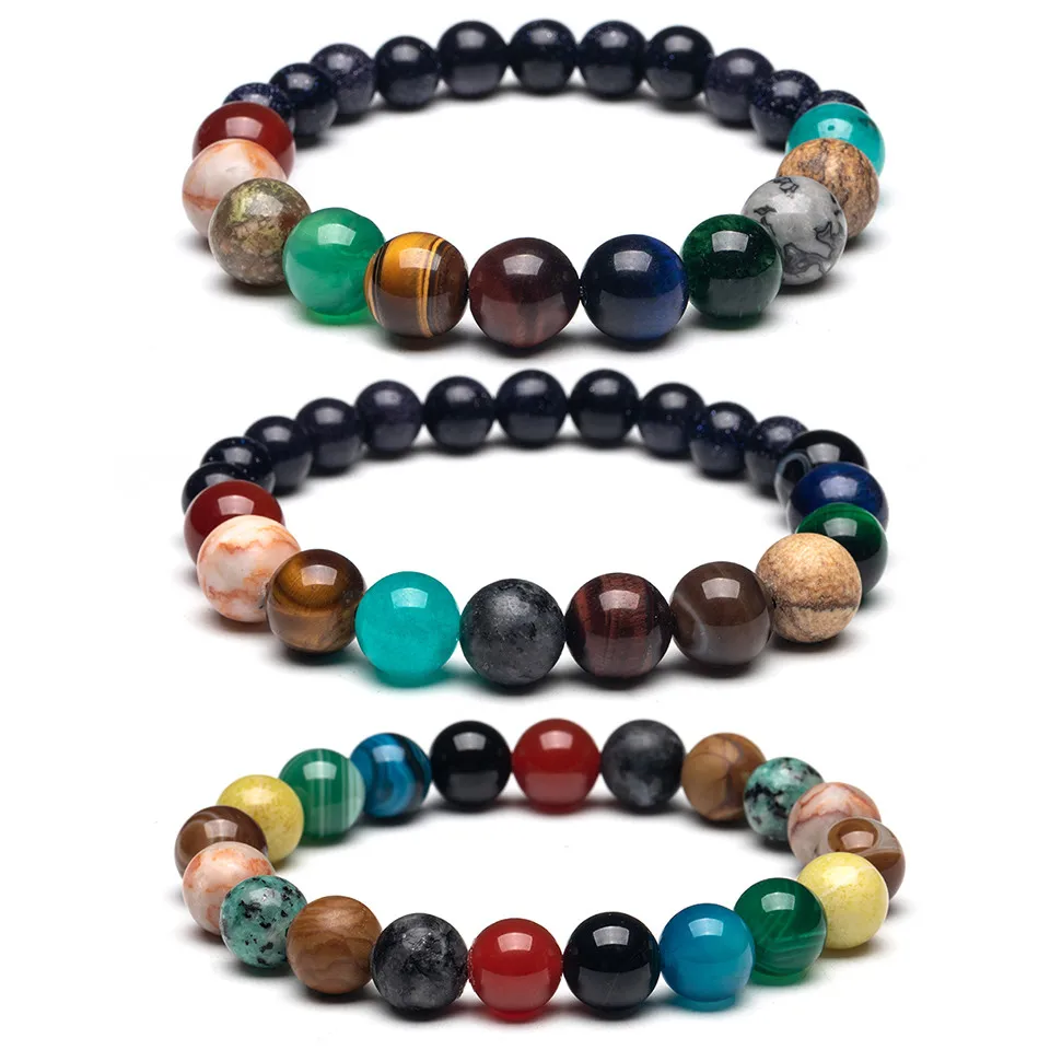 Модные очаровательные браслеты с бусинами из натурального камня для женщин и