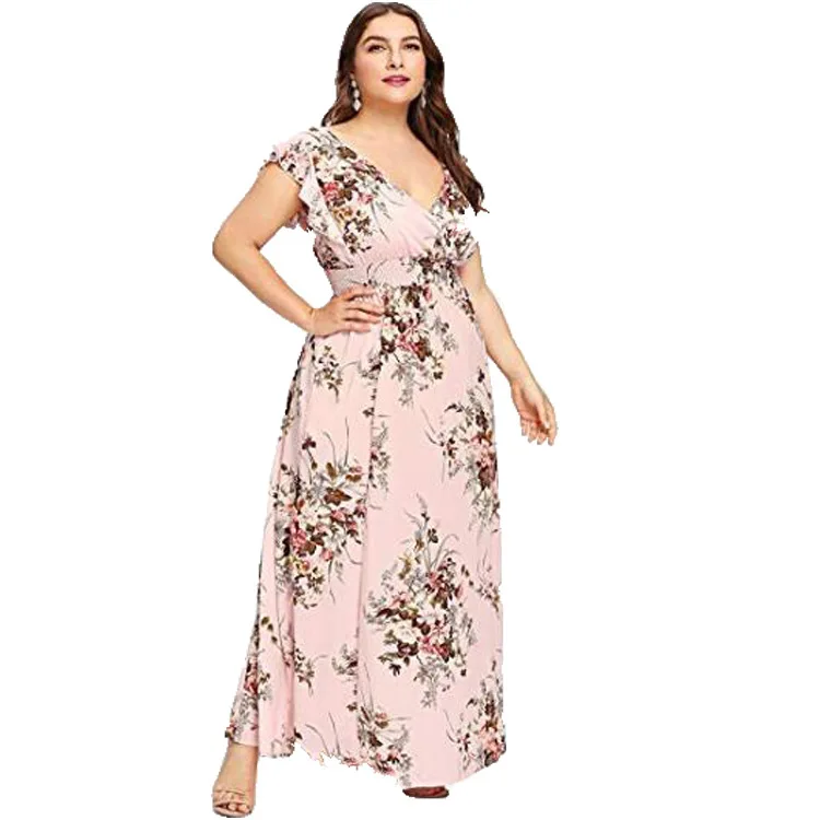 

Plus Size Dress 3XL 4XL 5XL XXXL XXXXL XXXXXL Chiffon Floral Print Long Women Summer Kleding Vrouwen Vestido Verano 2021 Robe